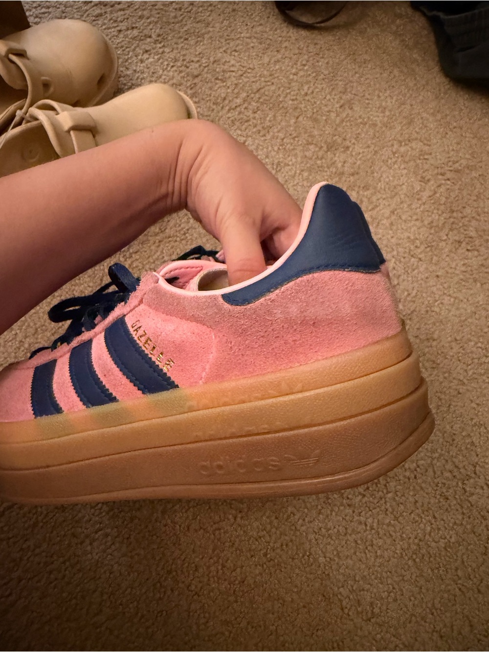 Adidas Gazelle Platform Shoes - Pink / Navy - Picture 7 of 8